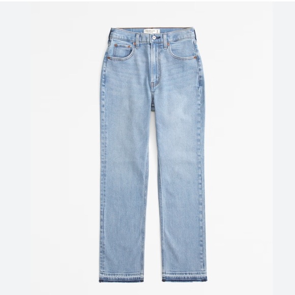 Abercrombie & fitch ankle straight ultra high rise denim jeans in light wash - Picture 1 of 4